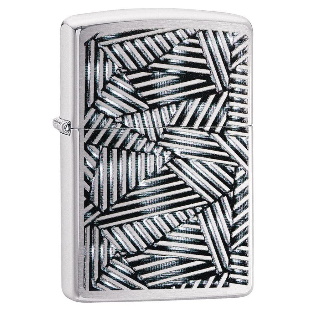 Bricheta Zippo Brushed Chrome Line Grid