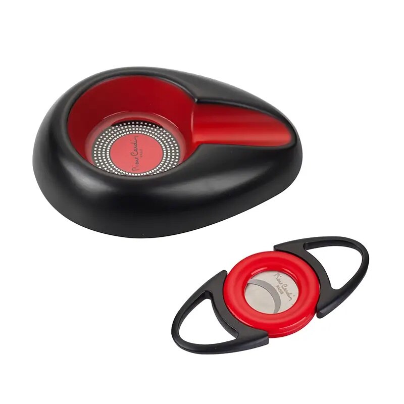 Set de cutter trabuc si scumiera, Pierre Cardin, PCX-010, metal, Negru