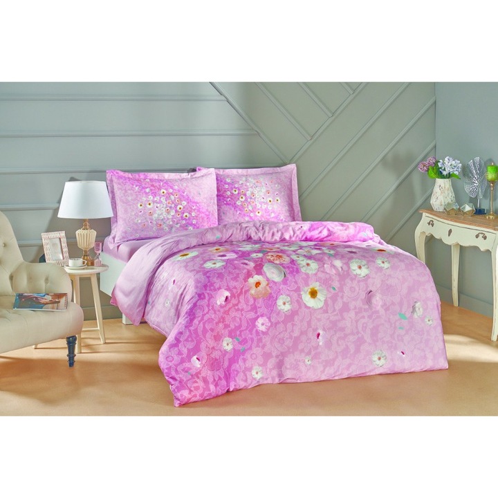 100% szatén pamut dupla ágynemű, 4 db, TAC, Serlina