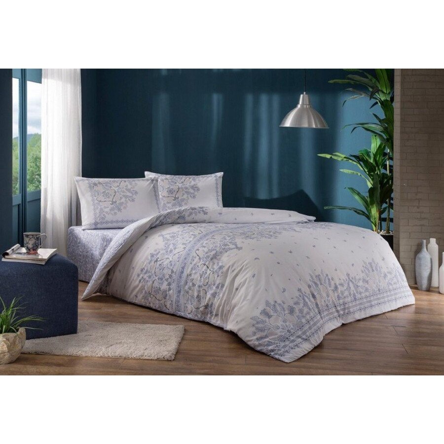 Lenjerie de pat dublu bumbac 100% ranforce, 4 piese, TAC, Robin Lila