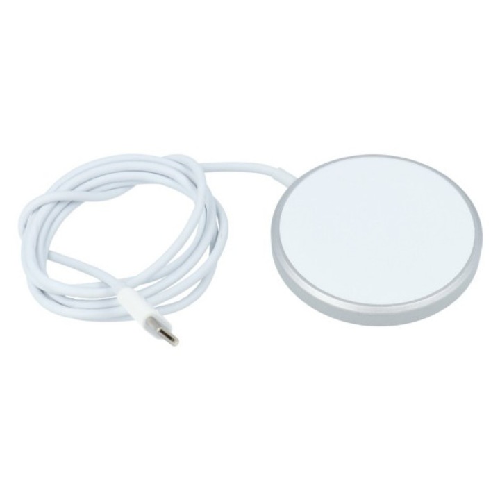 Incarcator Upzz Magsafe Pentru Noile iPhone 12 / 12 Pro / 12 Pro Max, Putere 15w, Alb