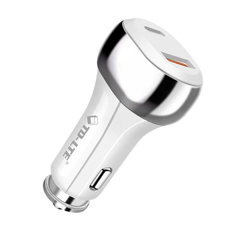 Incarcator auto TD-LTE cu Power Delivery (PD) Charger, 1 port USB-C + 1 port USB-A - ALB