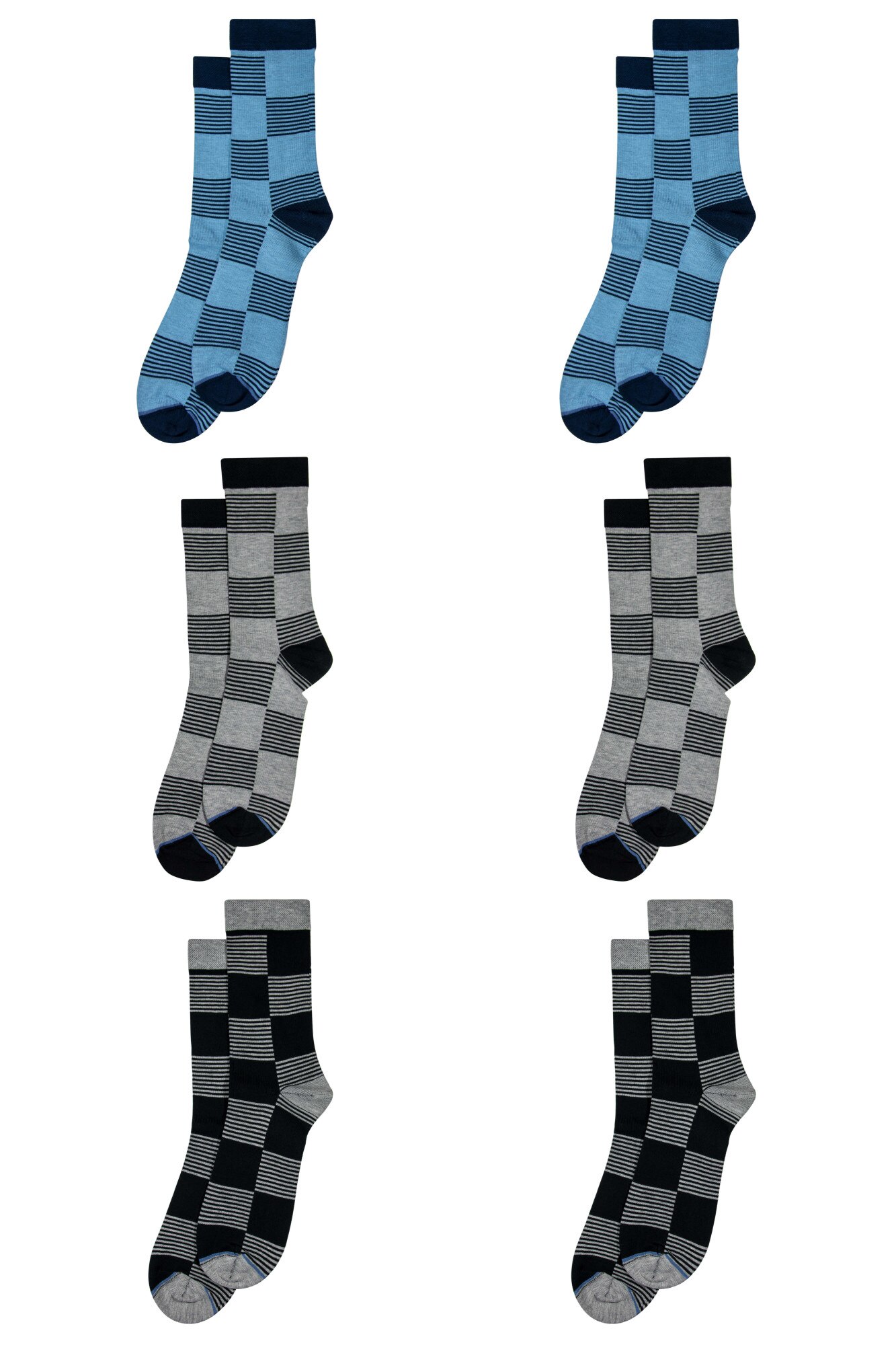 Set Overall 6 perechi de sosete medii Linii, barbati, Multicolor