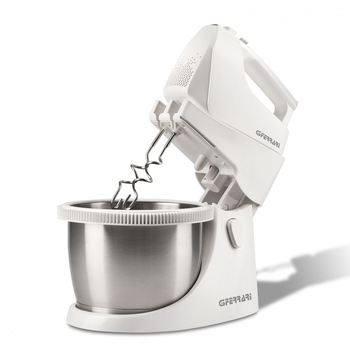 Mixer cu bol rotativ din inox G3Ferrari Bravomix Kit, 3l, 550W, 5 viteze + turbo, detasabil alb Mixer cu bol rotativ din inox G3Ferrari Bravomix Kit, 3l, 550W, 5 viteze + turbo, detasabil alb