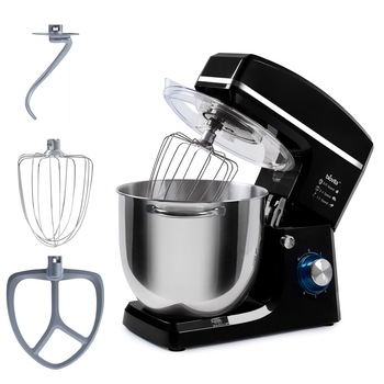 Mixer cu bol de 10L din inox, putere 1500W, 6 viteze, Negru Mixer cu bol de 10L din inox, putere 1500W, 6 viteze, Negru