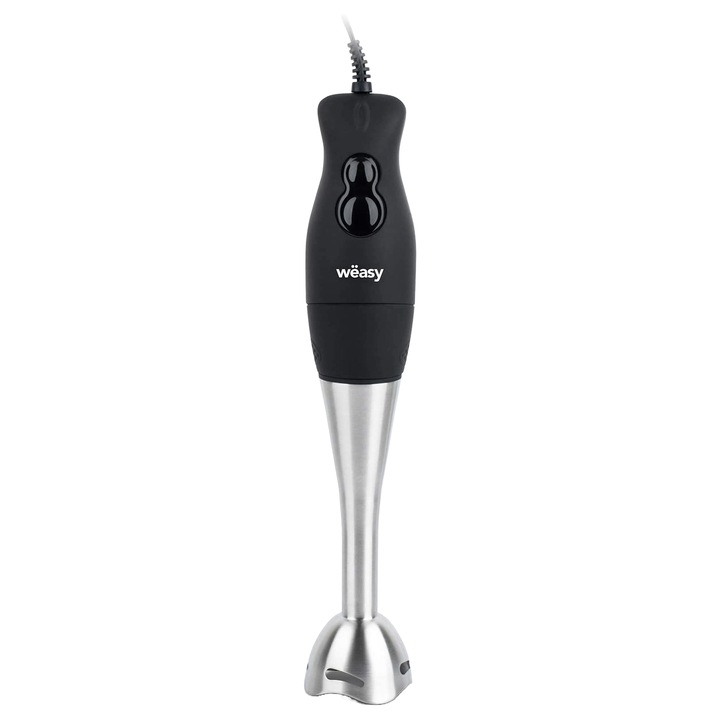 Weasy multifunkcionális botmixer, BX6, 3 az 1-ben, aprító és habverő, 2 sebesség, 1 literes kapacitás, 3 funkció, erős motor, könnyen használható, fekete