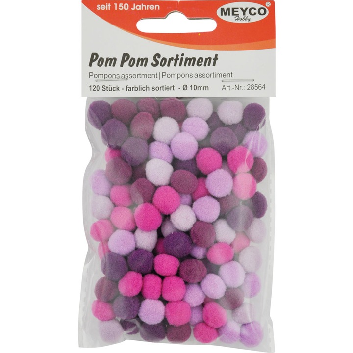 Pompoane mici, 120 buc, 10 mm, mov-roz
