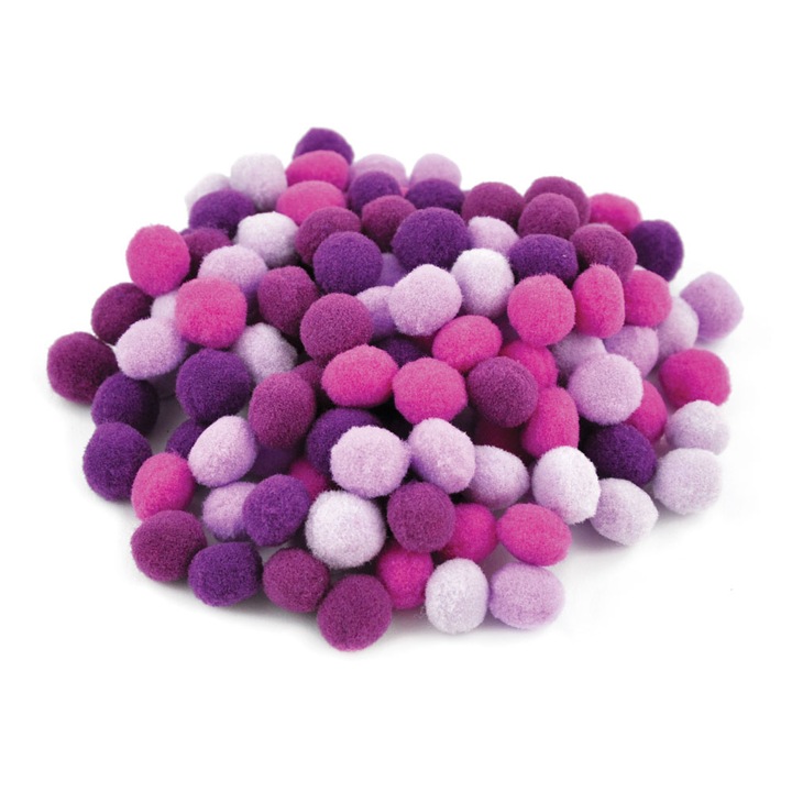 Pompoane mici, 120 buc, 10 mm, mov-roz