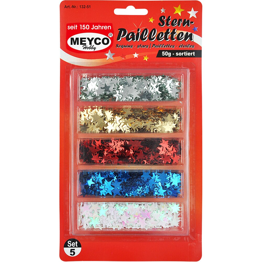 Set stelute colorate pentru activitati craft, 50g, ø 6mm + ø 12m