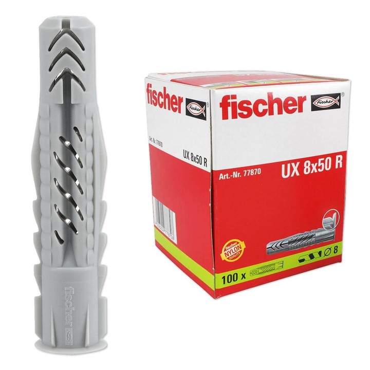 Univerzális fischer nylon UX 8x50 R tiplikészlet, készlet 100 db