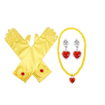 Set accesorii manusi, colier si cercei printesa Belle, 3-8ani Set accesorii manusi, colier si cercei printesa Belle, 3-8ani