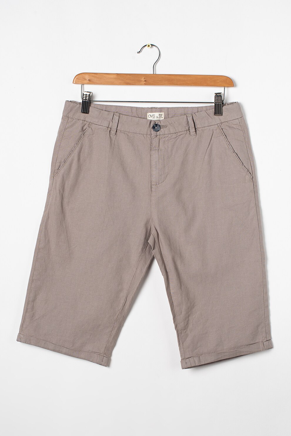 OVS, Bermude chino din amestec de in, Taupe