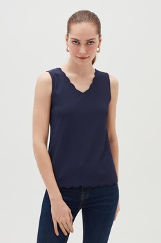 OVS, Top cu terminatii valurite, Bleumarin, S OVS, Top cu terminatii valurite, Bleumarin, S