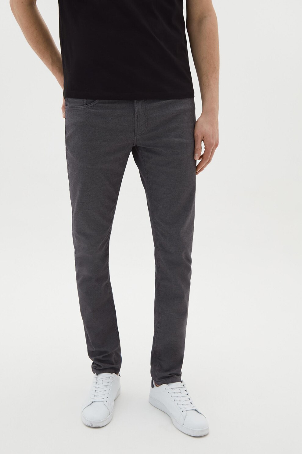OVS, Pantaloni slim fit cu buzunare frontale, Gri inchis