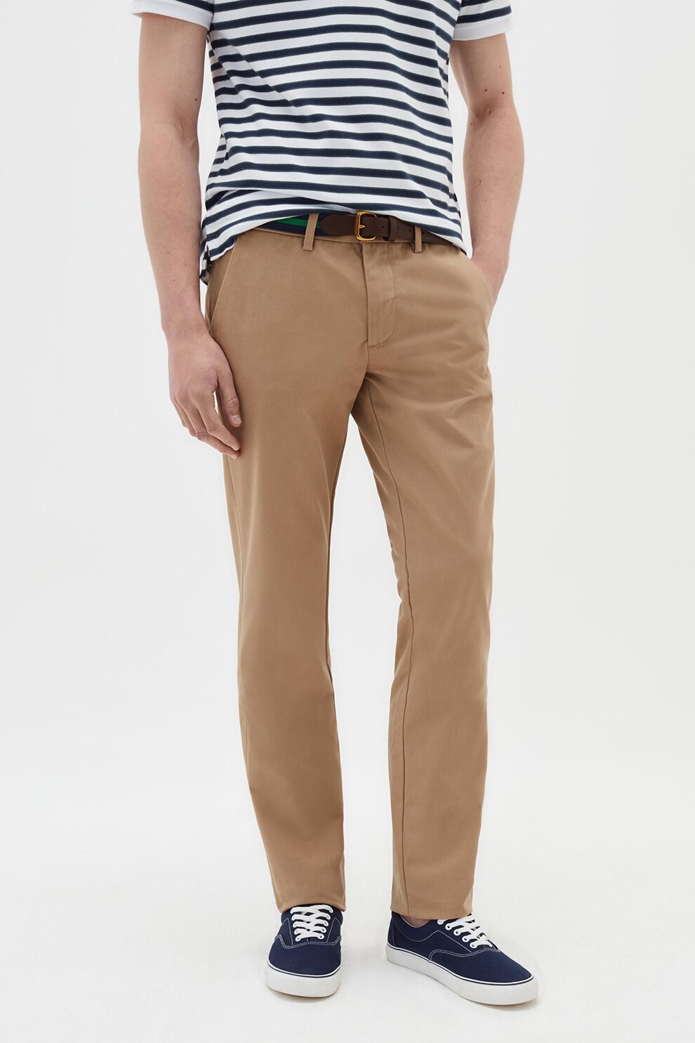 OVS, Pantaloni chino cu croiala dreapta, Maro camel