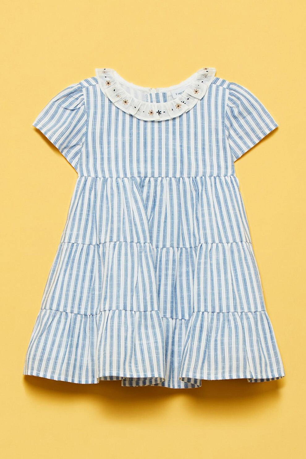 OVS, Rochie cu croiala in A si model in dungi, Alb/Albastru, 80 CM