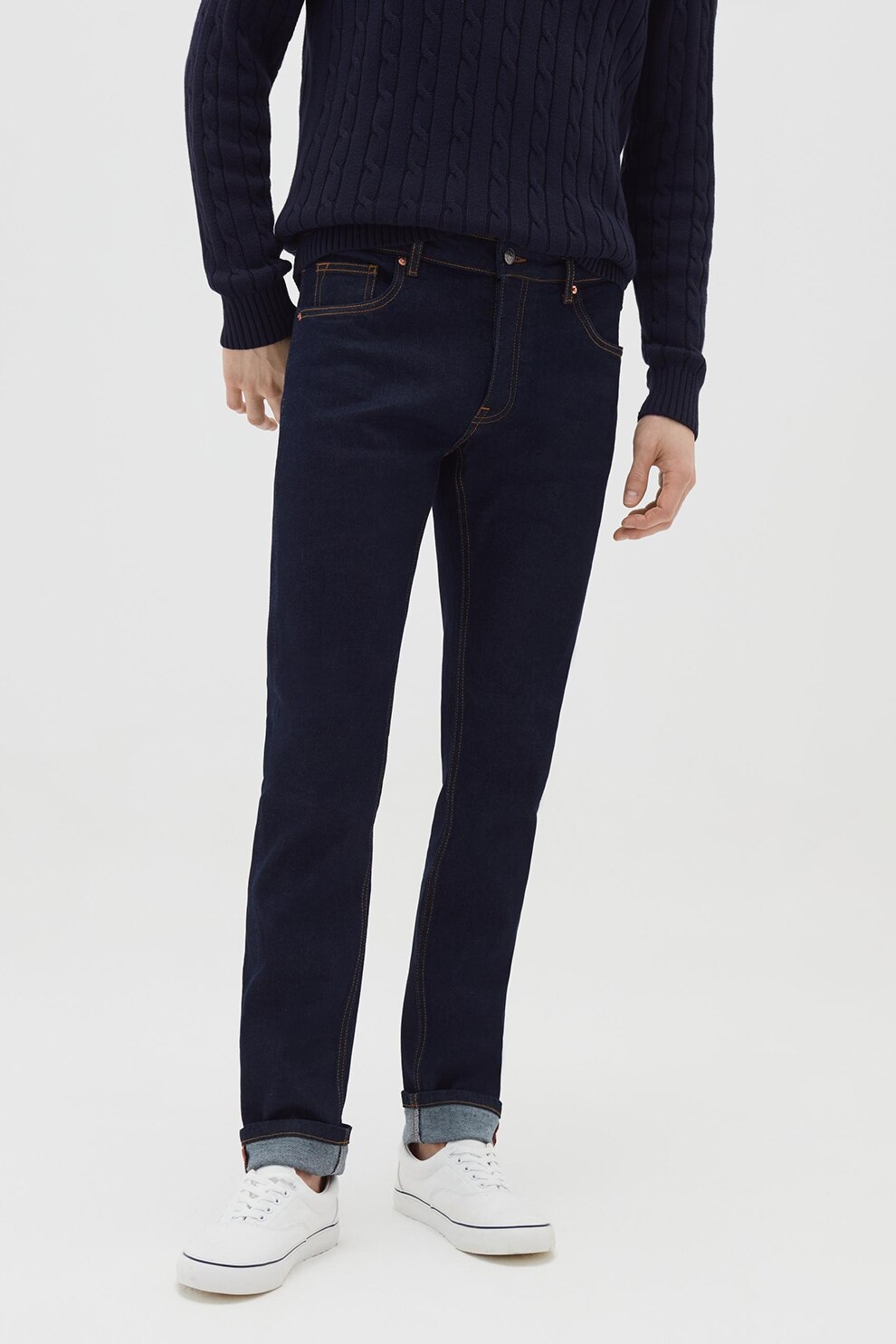 OVS, Blugi cu croiala dreapta, Bleumarin inchis, S-M