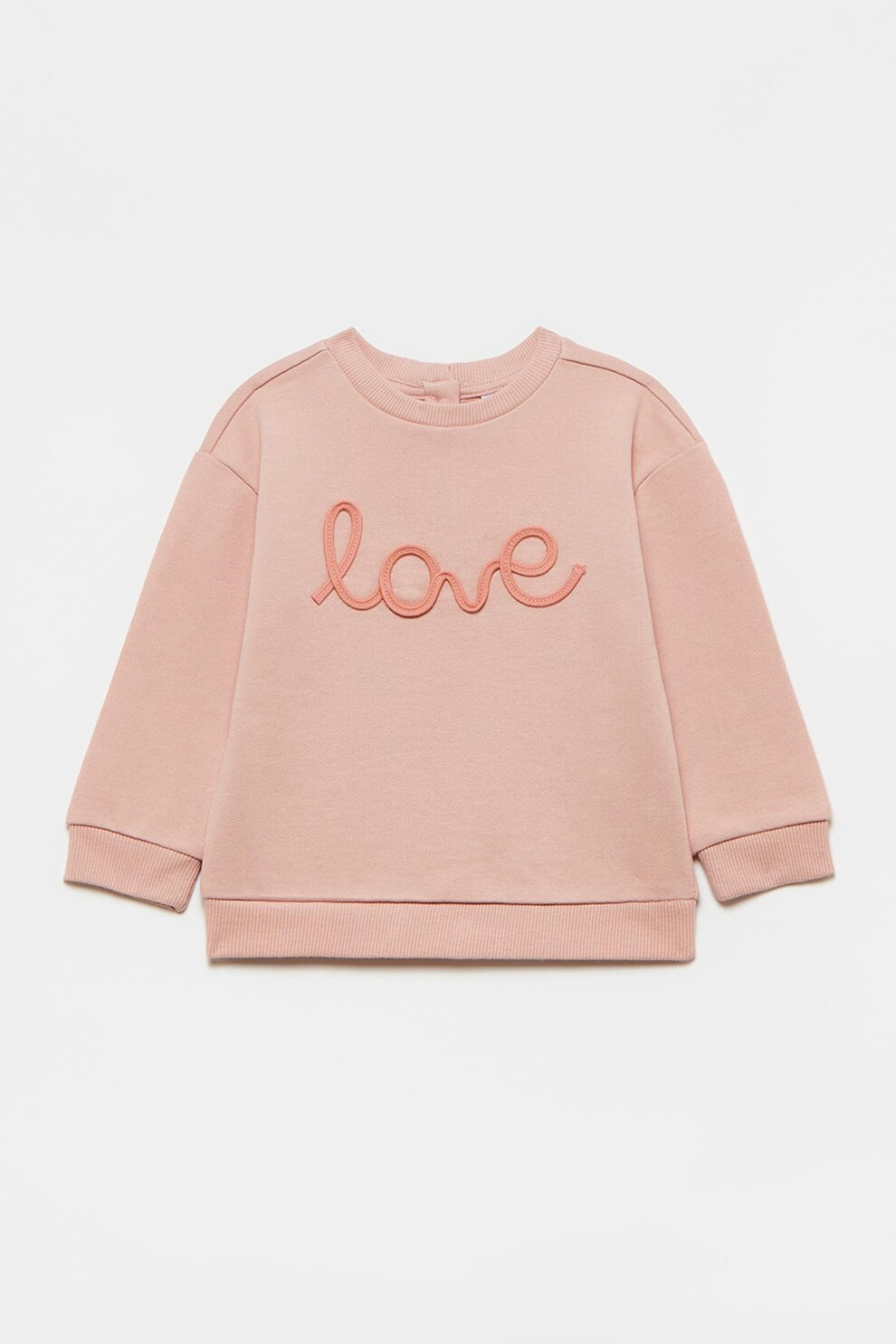 OVS, Bluza sport cu decolteu la baza gatului si broderie text, Roz pastel, 92 CM
