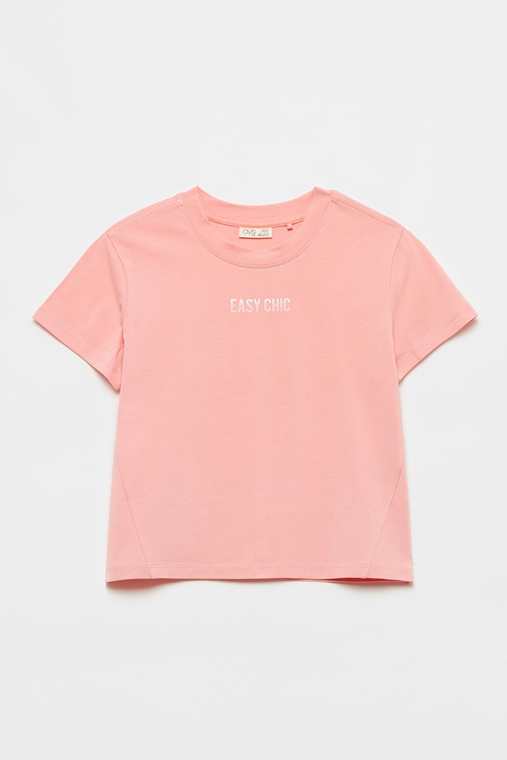 OVS, Tricou cu imprimeu text stralucitor, Roz, 158 CM