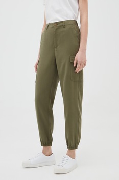 OVS, Pantaloni cargo cu talie elastica, Verde militar OVS, Pantaloni cargo cu talie elastica, Verde militar