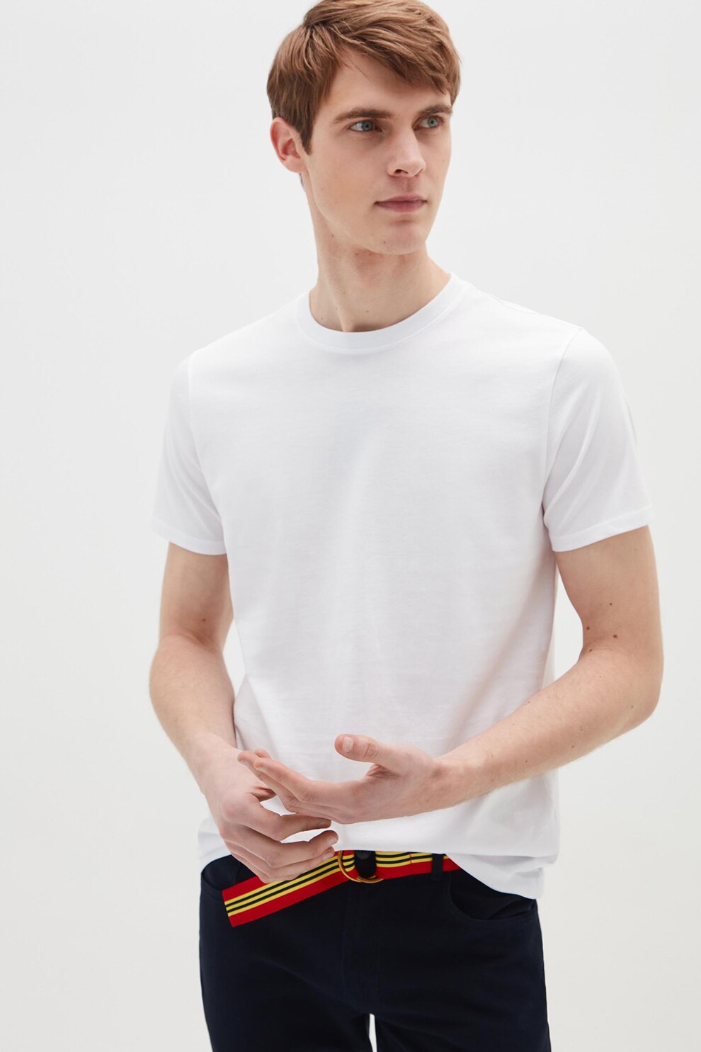 OVS, Tricou din bumbac cu decolteu la baza gatului, Alb, XL