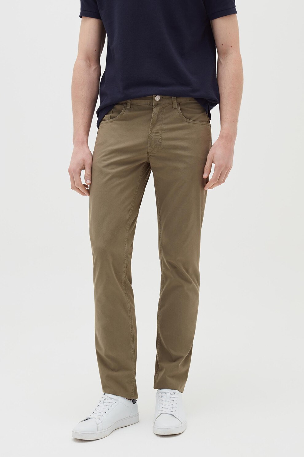 OVS, Pantaloni din poplin cu model cu 5 buzunare, Maro caramel