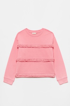 OVS, Bluza sport cu maneci cazute si detalii cu franjuri, Roz, 164 CM OVS, Bluza sport cu maneci cazute si detalii cu franjuri, Roz, 164 CM