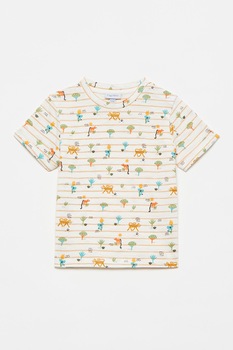 OVS, Tricou cu decolteu la baza gatului, imprimeu in dungi si grafic, Multicolora OVS, Tricou cu decolteu la baza gatului, imprimeu in dungi si grafic, Multicolora