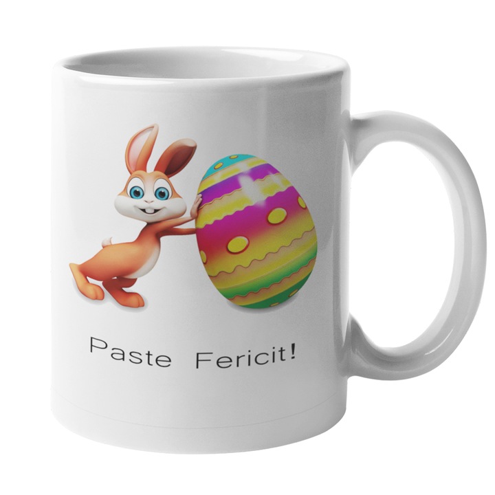 Cana, Ceramica, Alb, 330 ml, Personalizata cu poza si textul tau Pentru Paste