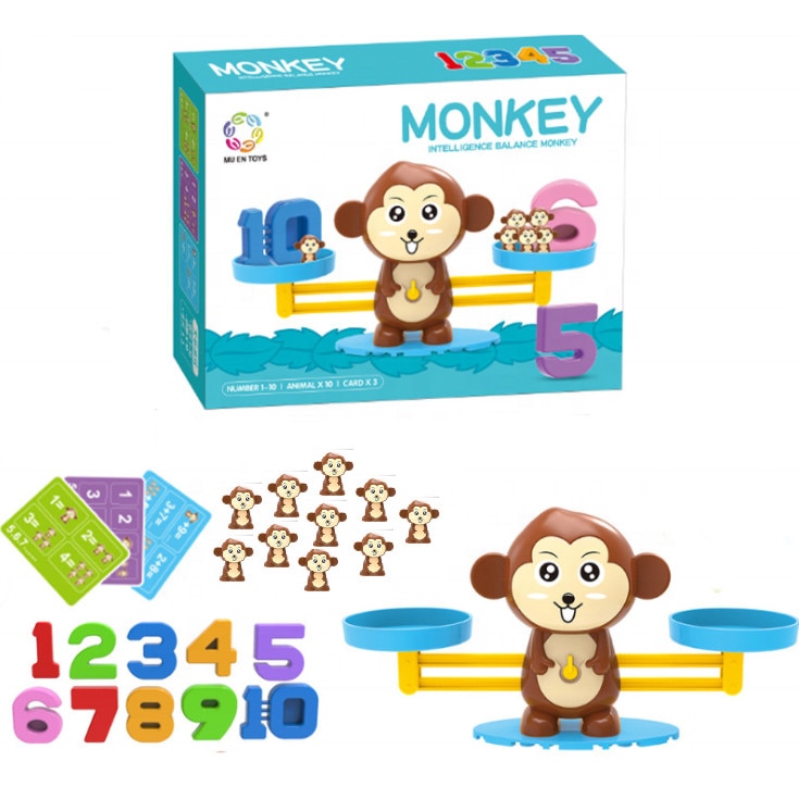 Balanta de jucarie tip maimuta, invatam matematica - jucarie educativa pentru copii, invatarea numerelor