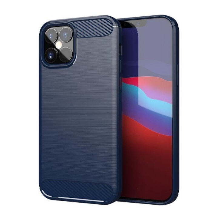 iPhone 12 mini kék karbonmintás tok