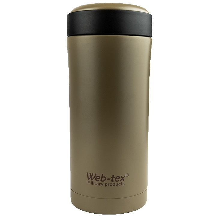 Термос Web-Tex, 330 ml, Неръждаема стомана, Двойни стени с вакуум, Отделение за съхранение на капака, Херметично затваряне, Бежов