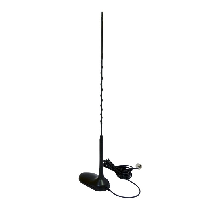 Antena ART statie radio exterior, exterior, cu baza magnetica 90 mm,cablu RG174 de 4 m si mufa PL259, 150 W, impedanta 50 Ohmi, 0.46 m, distanta de comunicare 10 km