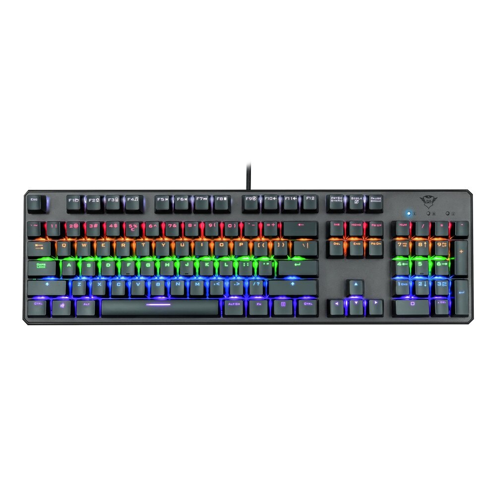 Tastatura gaming Trust, USB, Iluminata, 444 x 33 x 41 mm, Negru