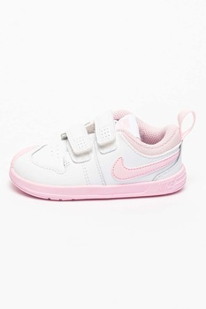 Nike, Pantofi sport cu garnituri din piele, unisex, Pico 5, Alb/Roz Nike, Pantofi sport cu garnituri din piele, unisex, Pico 5, Alb/Roz