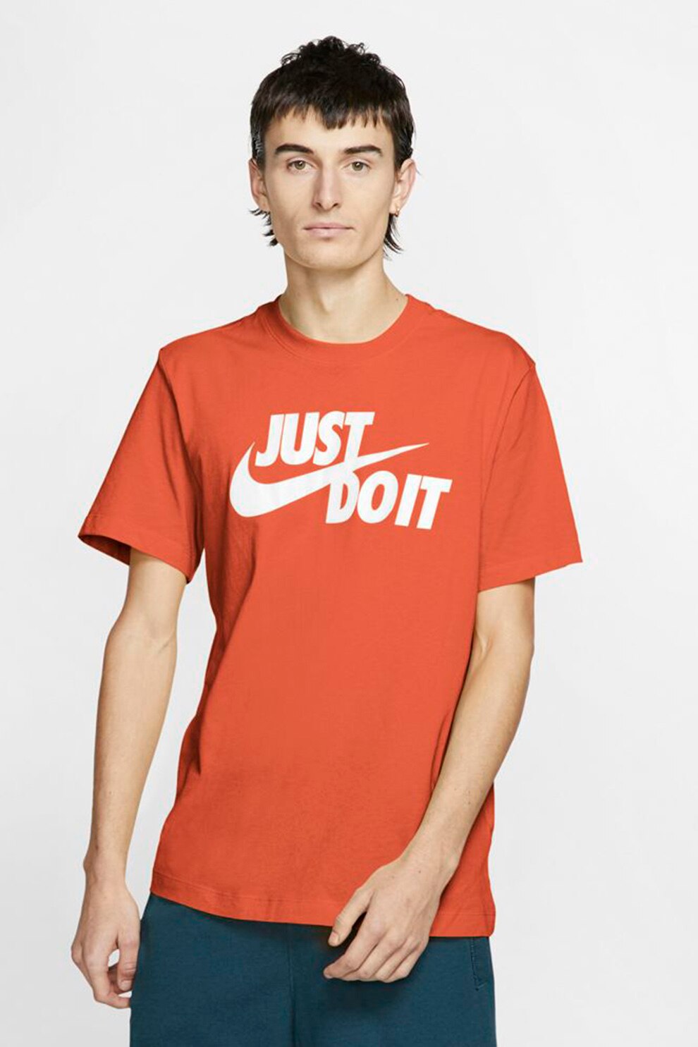 Nike, Tricou cu imprimeu logo Swoosh, Oranj stins/Alb