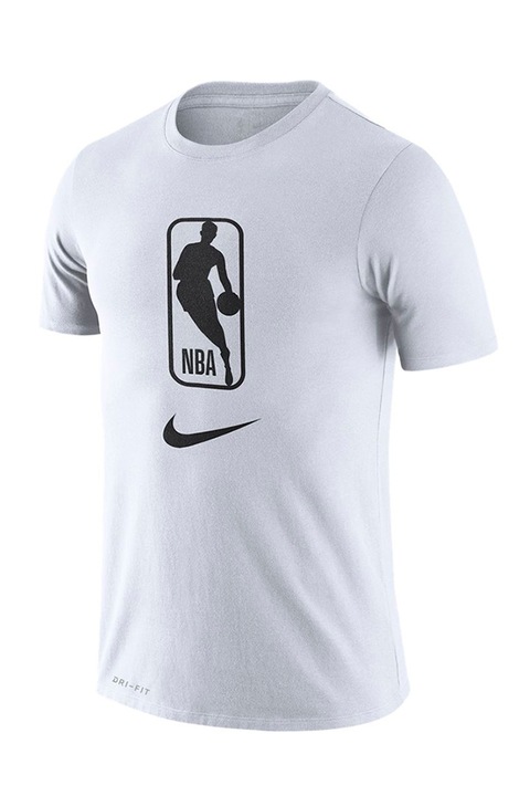 Nike, Tricou cu decolteu la baza gatului si logo NBA, Alb