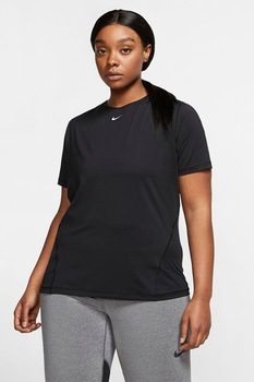 Nike, Tricou slim fit cu Dri Fit pentru fitness Pro Plus Size, Negru/Alb Nike, Tricou slim fit cu Dri Fit pentru fitness Pro Plus Size, Negru/Alb
