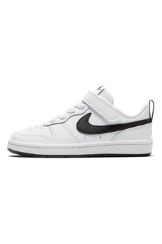 Nike, Pantofi sport de piele si piele ecologica, Court Borough Low 2, Alb optic/Negru Nike, Pantofi sport de piele si piele ecologica, Court Borough Low 2, Alb optic/Negru