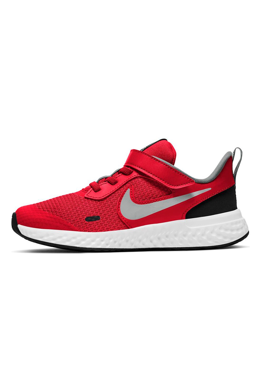 Nike, Pantofi sport cu insertii de piele, Revolution 5, Rosu/Gri