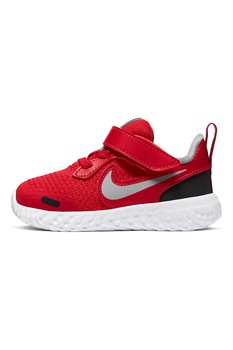 Nike, Pantofi sport din piele si material textil, banda velcro, Revolution 5, Rosu Nike, Pantofi sport din piele si material textil, banda velcro, Revolution 5, Rosu