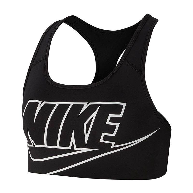 Nike, Bustiera racerback pentru fitness Swoosh Futura, Negru