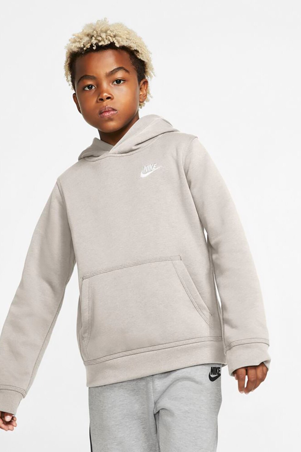 Nike, Hanorac cu buzunar kangaroo Club, Gri deschis