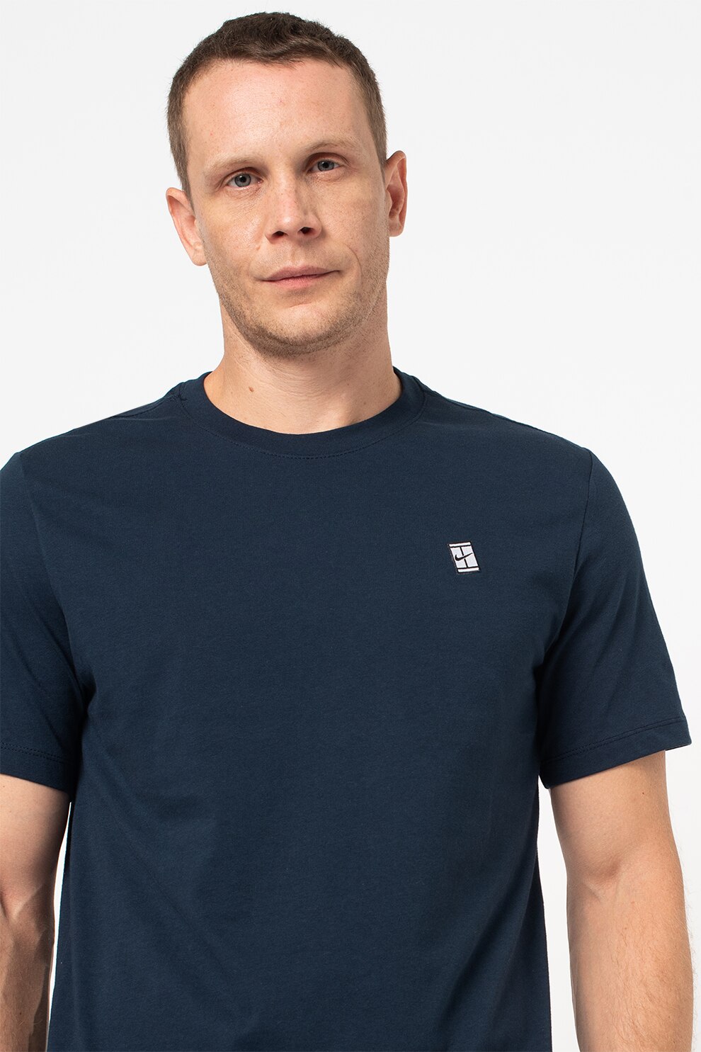 Nike, Tricou cu decolteu la baza gatului pentru tenis Court, Bleumarin inchis