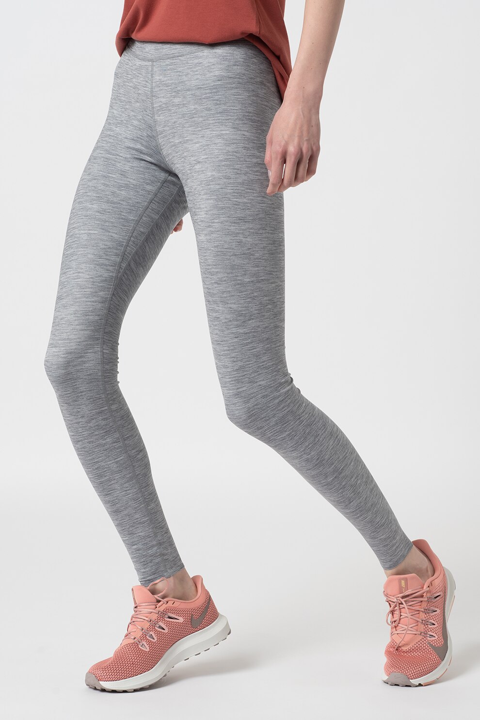 Nike, Colanti cu talie inalta pentru fitness One Luxe, Gri melange