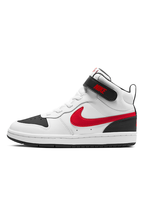 Nike, Спортни обувки Court Borough от кожа и еко кожа, Червен/Бял/Черен