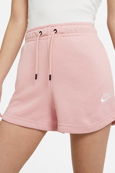 Nike, Pantaloni scurti cu snur in talie Essentials, Roz pastel Nike, Pantaloni scurti cu snur in talie Essentials, Roz pastel