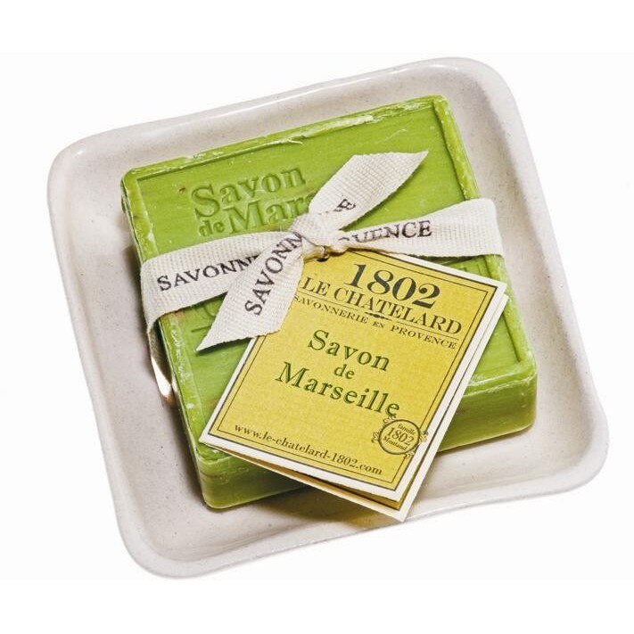 Set Cadou Savoniera Sapun Natural Marsilia Patrat 100g Exfoliant Masline Olives Le Chatelard 1802