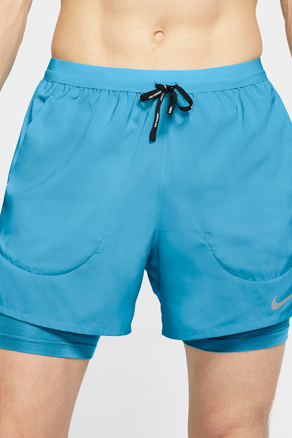 Nike, Pantaloni scurti cu model 2in1 pentru alergare Flex Stride, Albastru deschis, 2XL