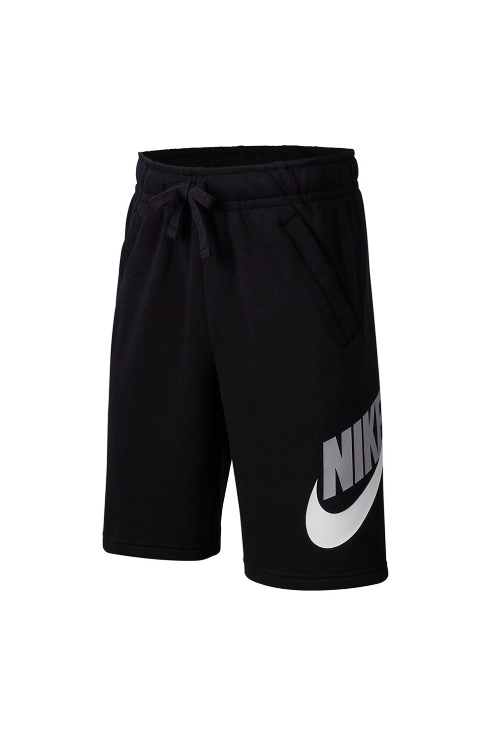 Nike, Pantaloni sport tip bermude Sportswear Club, Negru/Alb
